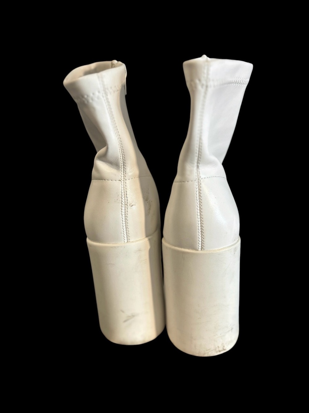 DREAM PAIRS White Platform Ankle Boots 7.5 Gogo Chunky Block Heel Y2K Square Toe - Picture 4 of 7